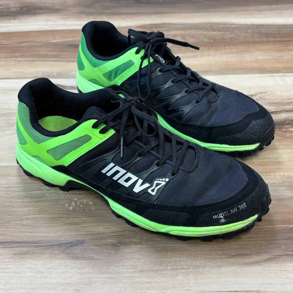 Inov-8 Mudclaw 300 Mens Size 8 Trail Running Shoes Mesh Gorpcore Black Green UK7
